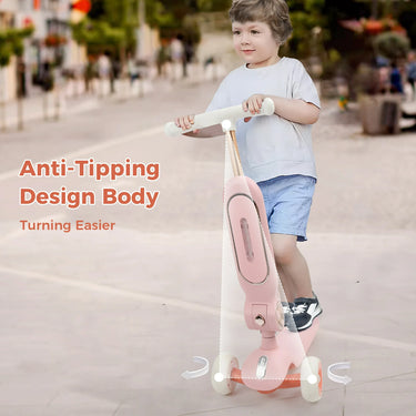 2in1 Foldable Kids Scooter With Light & Music - Pink